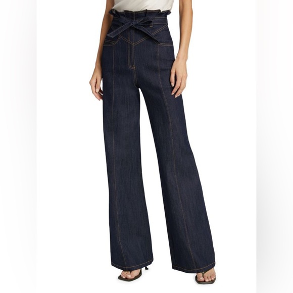 cinq a sept Denim - Cing a Sept Wendy High-Rise Denim Pants Wide Leg Paperbag Bell Bottoms Flare